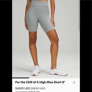 Lululemon for the chill of it high rise short 0 rhino grey 8” biker shorts